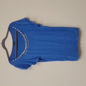Embellished blue flutter sleeve blouse Size XL